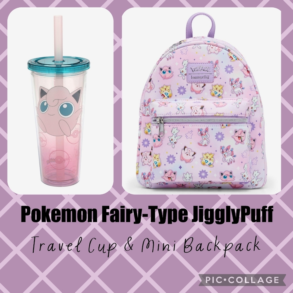 LOUNGEFLY Pokemon Fairy-Type Jigglypuff Travel Cup & Mini Backpack